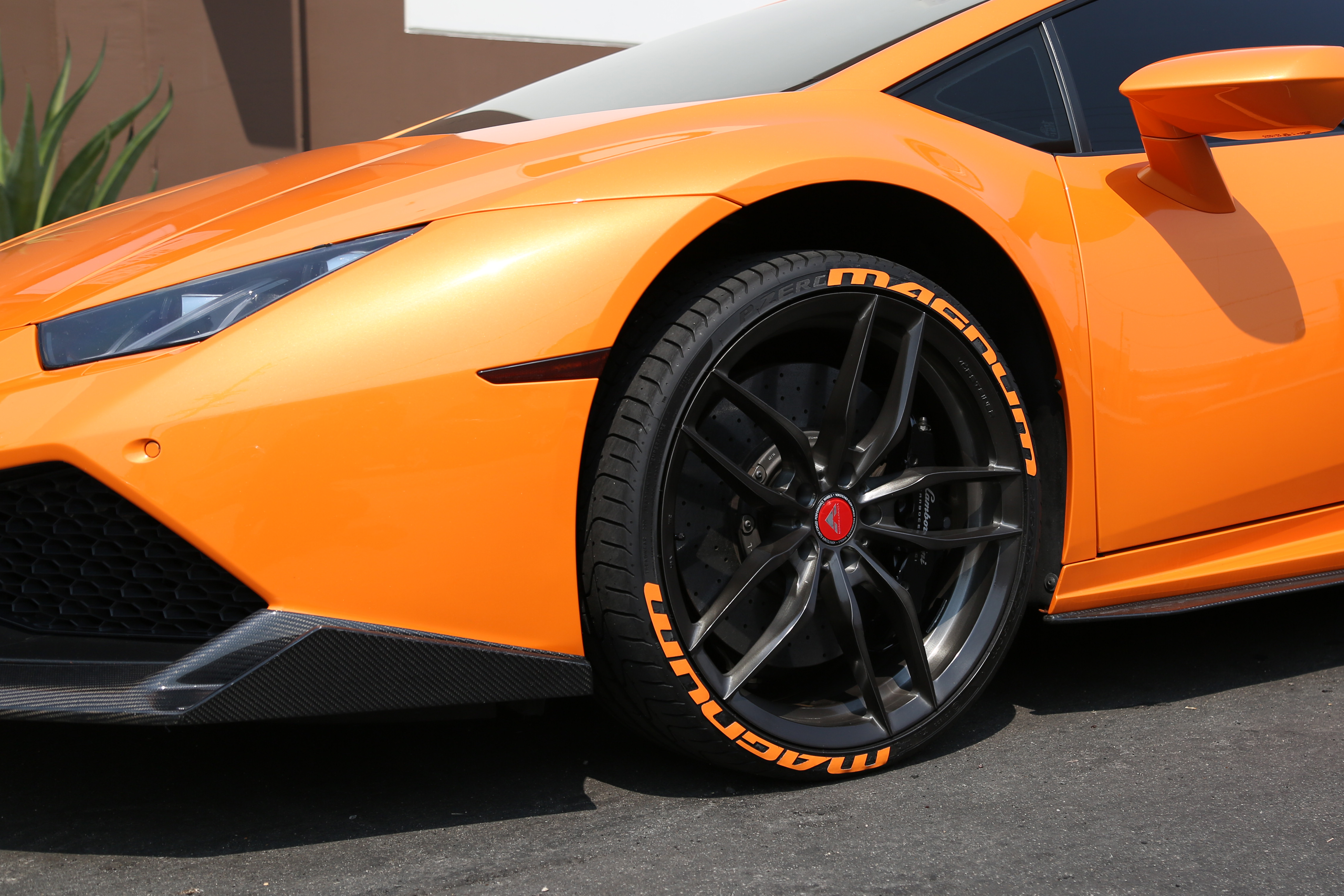 Front Wheel -Orange Lambo Tire Stickers | TIRE STICKERS .COM